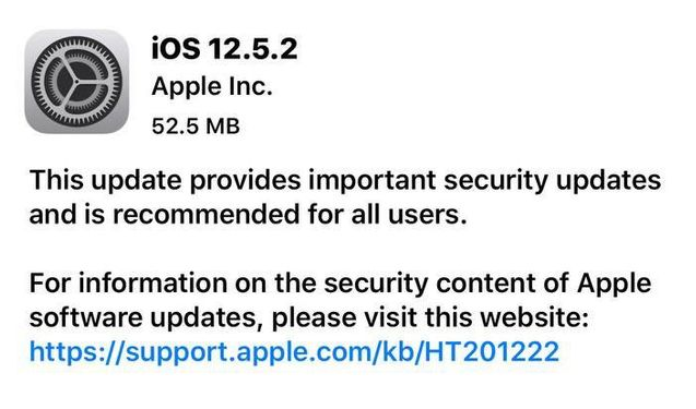 龙圩苹果手机维修分享iOS12.5.2发布，建议所有老苹果用户安装 